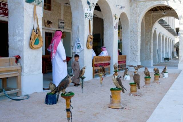 halcones en el Souq Waqif de Doha